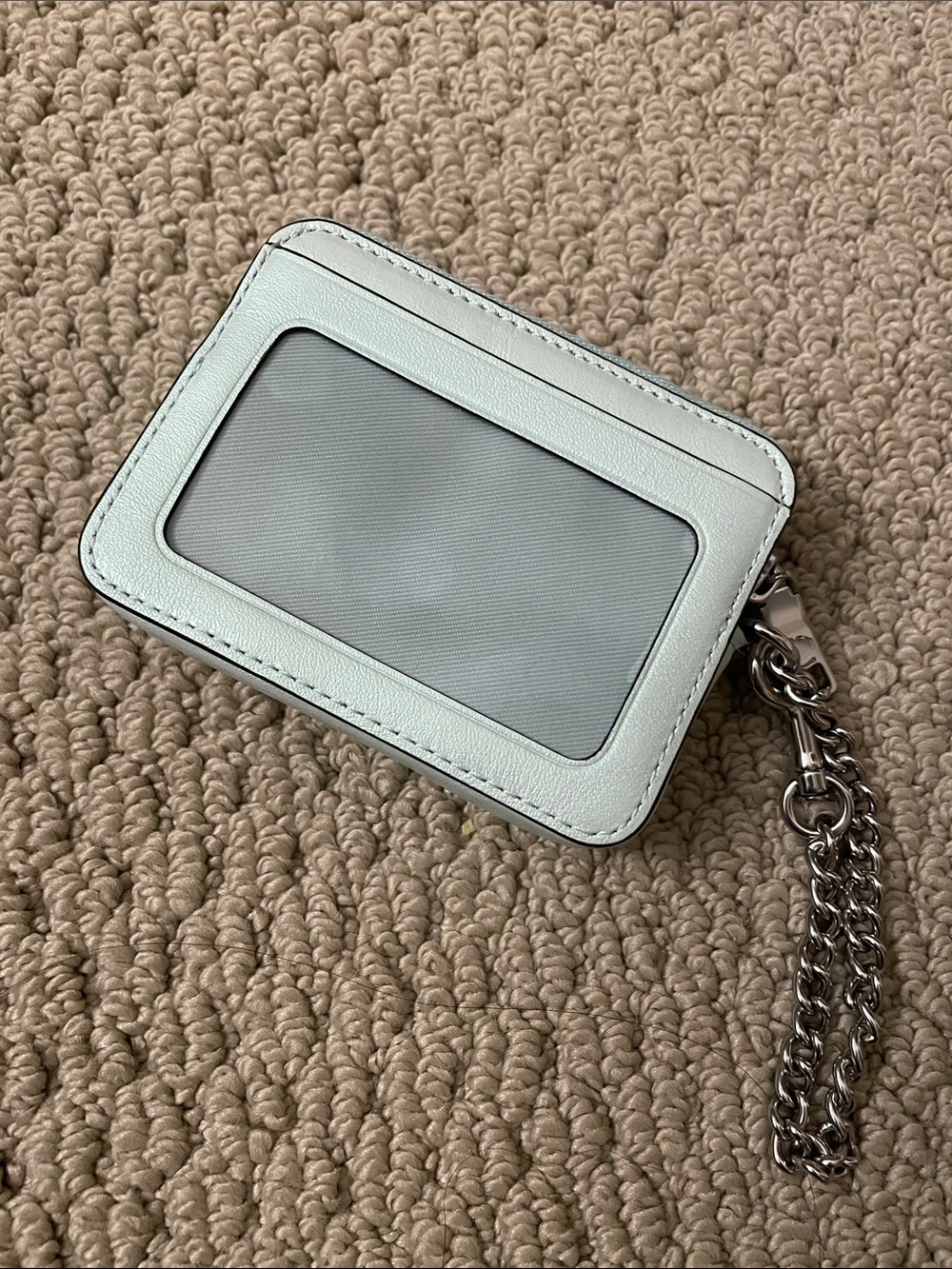 Coach Quilted Card Holder Wallet with Chain — Pale Mint Green - Picture 2 of 5